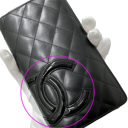 CHANEL シャネル 長財布 カンボン ブラック ラムスキン レディース 【中古】
