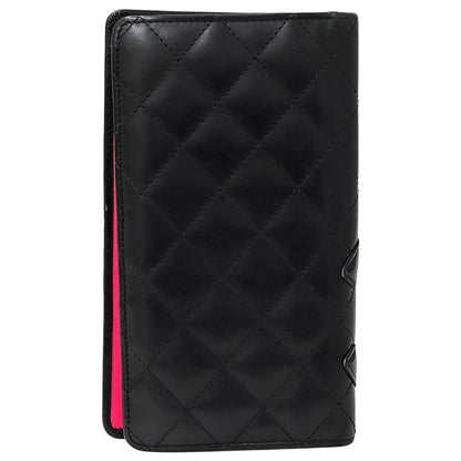 CHANEL シャネル 長財布 カンボン ブラック ラムスキン レディース 【中古】