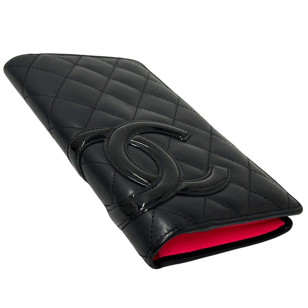 CHANEL シャネル 長財布 カンボン ブラック ラムスキン レディース 【中古】