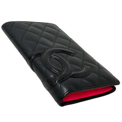 CHANEL シャネル 長財布 カンボン ブラック ラムスキン レディース 【中古】