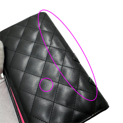 CHANEL シャネル 長財布 カンボン ブラック ラムスキン レディース 【中古】