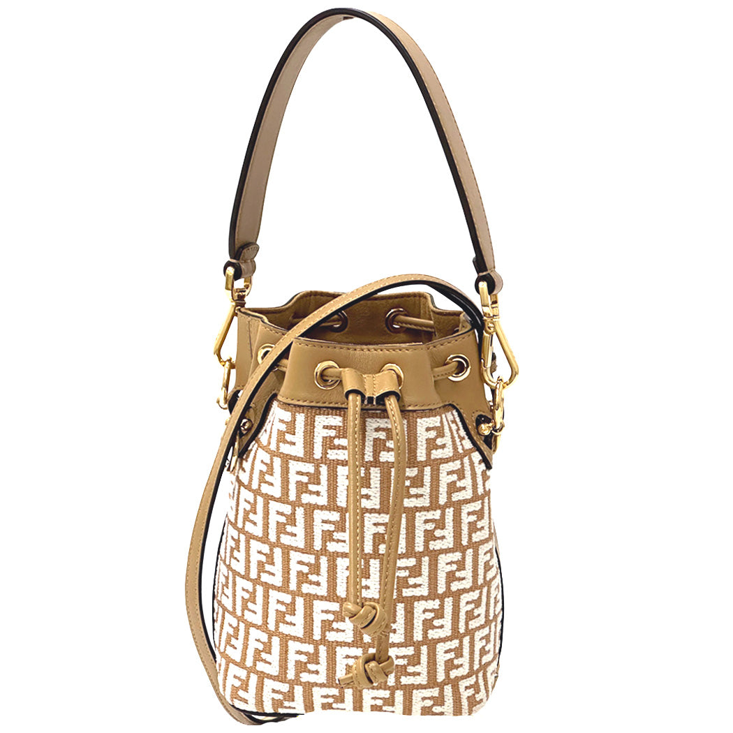 FENDI フェンディ ミニモントレゾール 2wayバッグ ズッキーノ ベージュ キャンバス レディース 【中古】