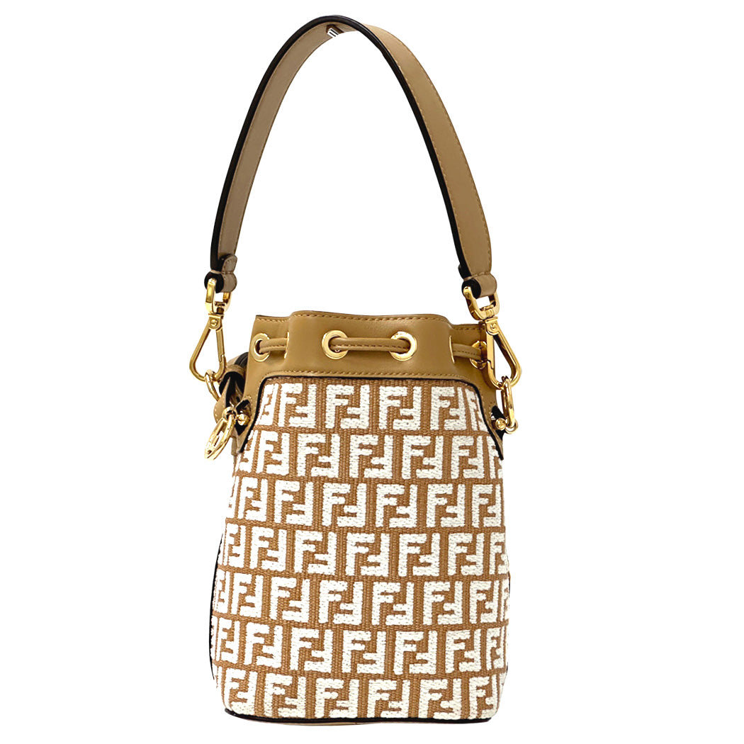 FENDI フェンディ ミニモントレゾール 2wayバッグ ズッキーノ ベージュ キャンバス レディース 【中古】