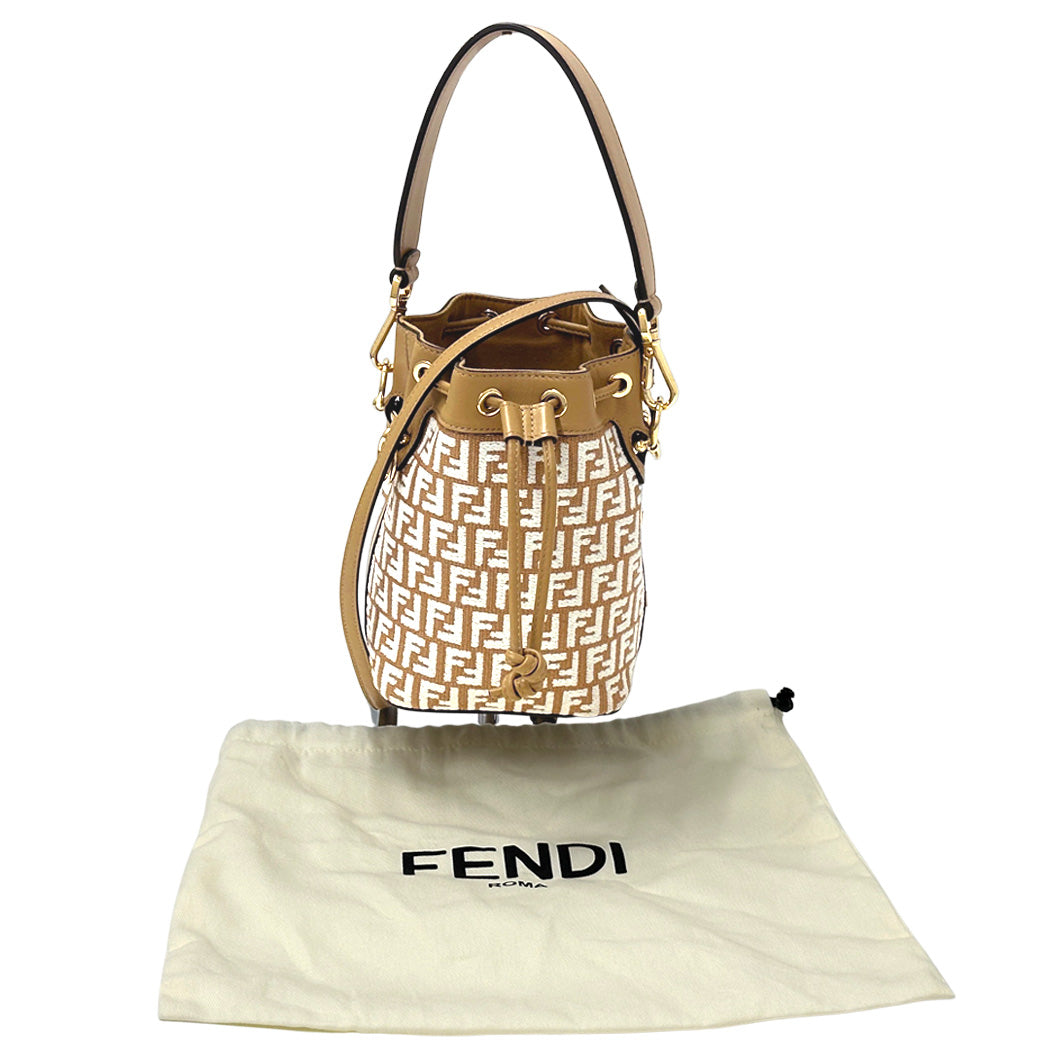 FENDI フェンディ ミニモントレゾール 2wayバッグ ズッキーノ ベージュ キャンバス レディース 【中古】