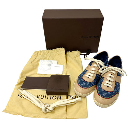 LOUIS VUITTON ルイ・ヴィトン スニーカー モノグラム デニム ブルー ベージュ レディース 【中古】