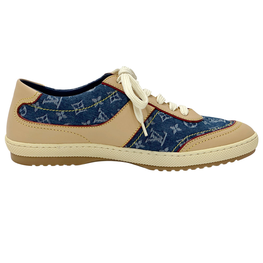 LOUIS VUITTON ルイ・ヴィトン スニーカー モノグラム デニム ブルー ベージュ レディース 【中古】
