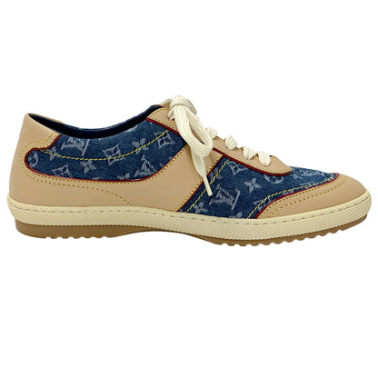 LOUIS VUITTON ルイ・ヴィトン スニーカー モノグラム デニム ブルー ベージュ レディース 【中古】