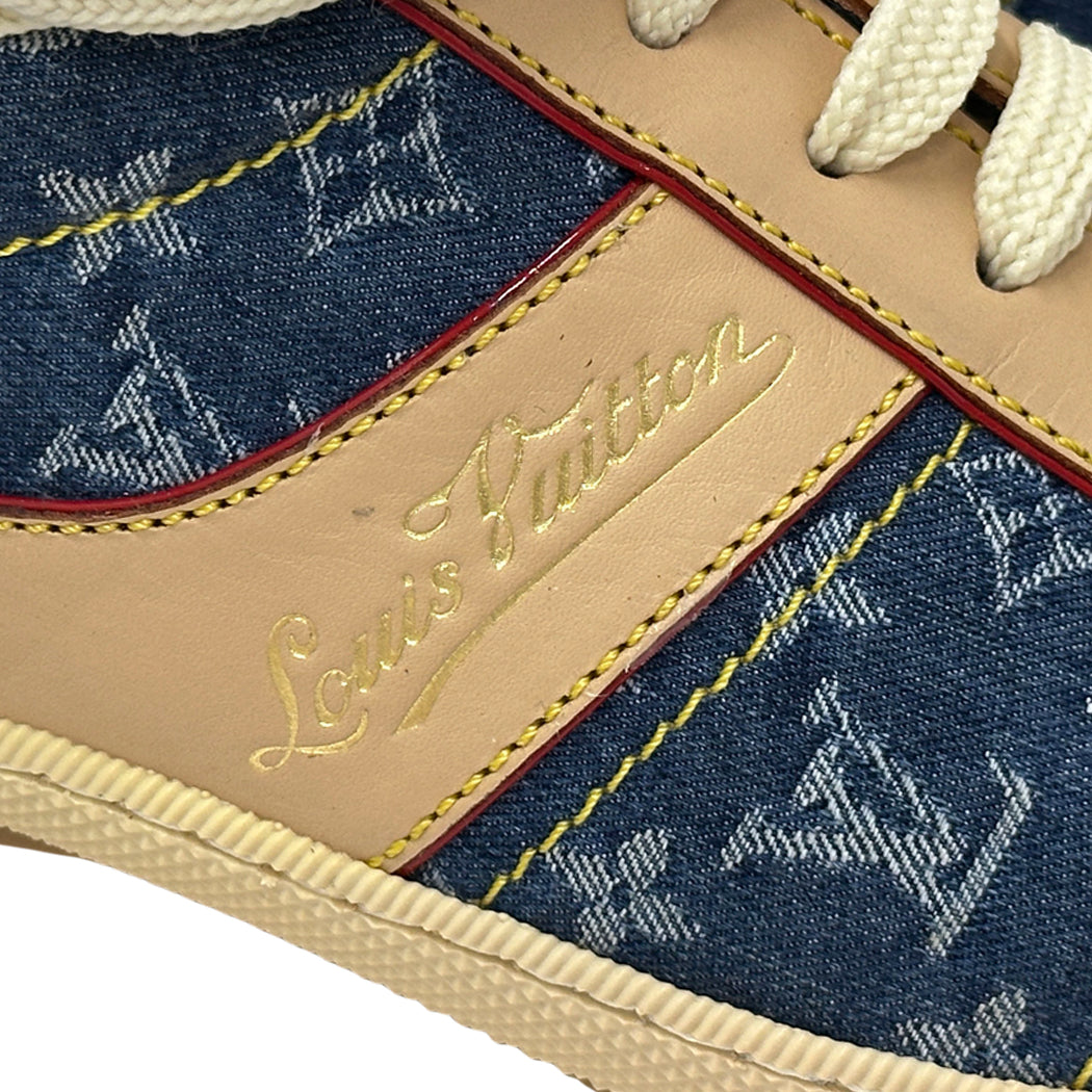 LOUIS VUITTON ルイ・ヴィトン スニーカー モノグラム デニム ブルー ベージュ レディース 【中古】