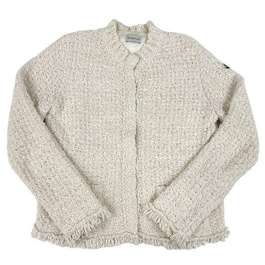 MONCLER モンクレール ツイード ダウン ジャケット ホワイト J10939B00018 コットン レディース M 【中古】