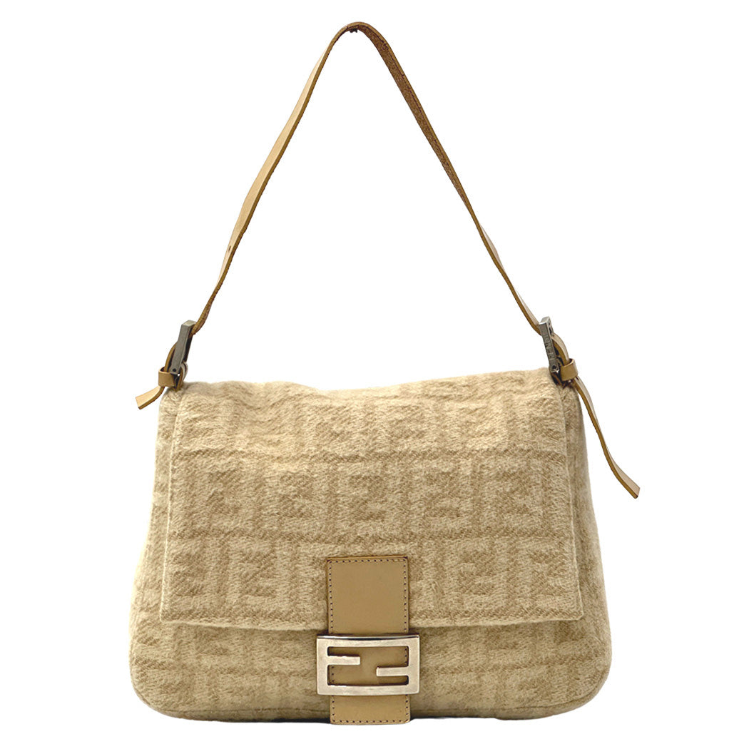 FENDI フェンディ ショルダーバッグ マンマバケット ベージュ ウール レディース 【中古】