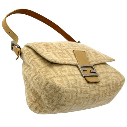 FENDI フェンディ ショルダーバッグ マンマバケット ベージュ ウール レディース 【中古】