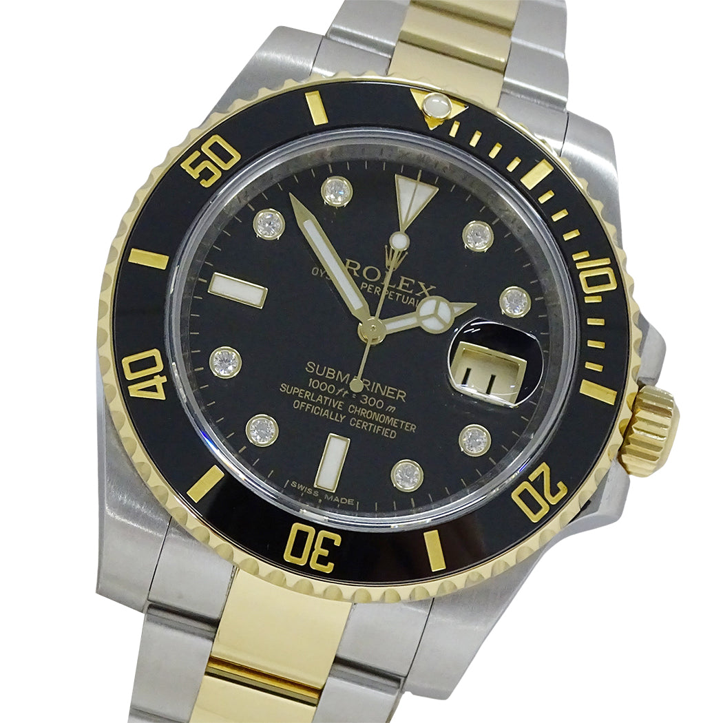 ROLEX ロレックス サブマリーナ デイト 116613LNG ランダム番 メンズ 腕時計 8Pダイヤモンド 自動巻き SS YG 磨き済み【中古】