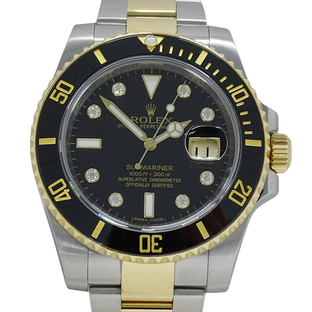 ROLEX ロレックス サブマリーナ デイト 116613LNG ランダム番 メンズ 腕時計 8Pダイヤモンド 自動巻き SS YG 磨き済み【中古】