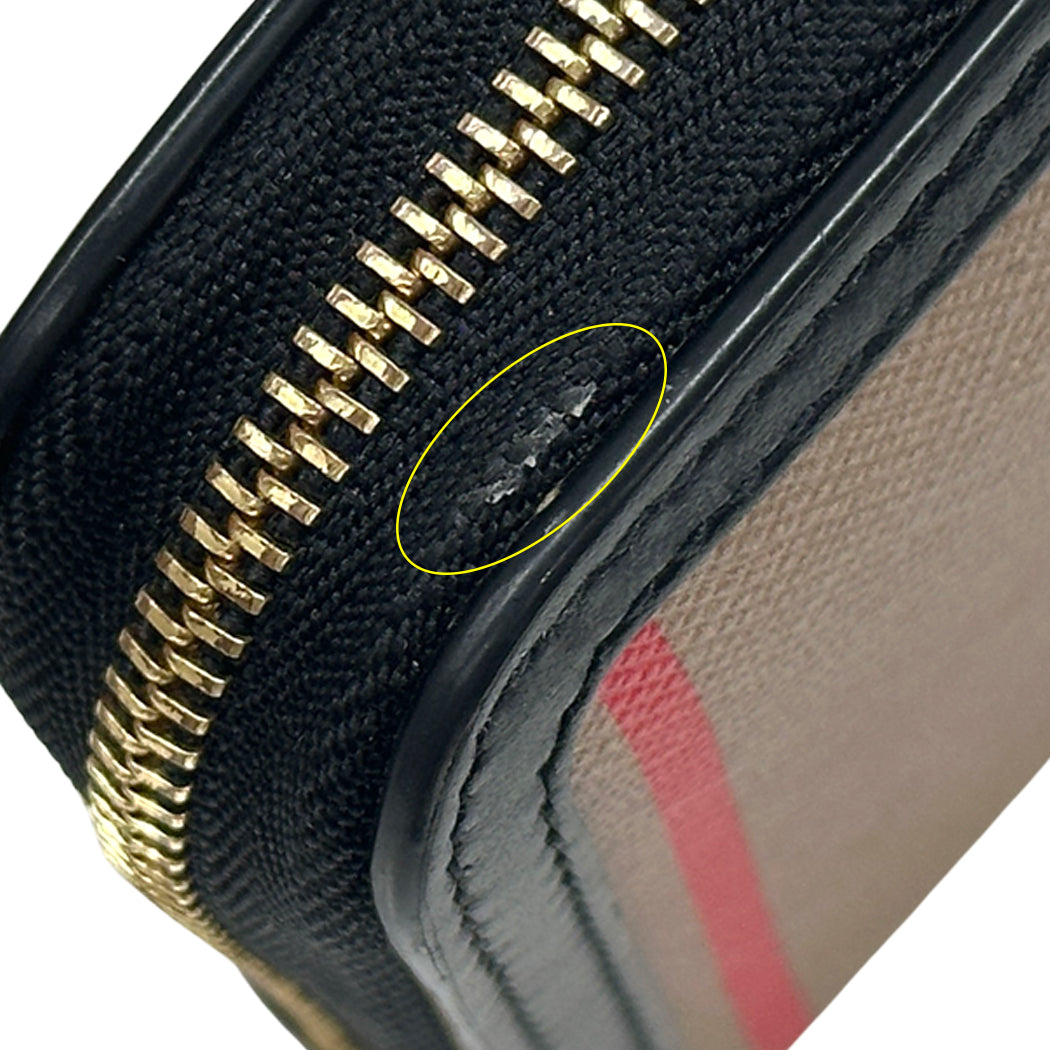BURBERRY バーバリー 長財布 ブラウン PVC レディース メンズ チェック ラウンドファスナー 【中古】