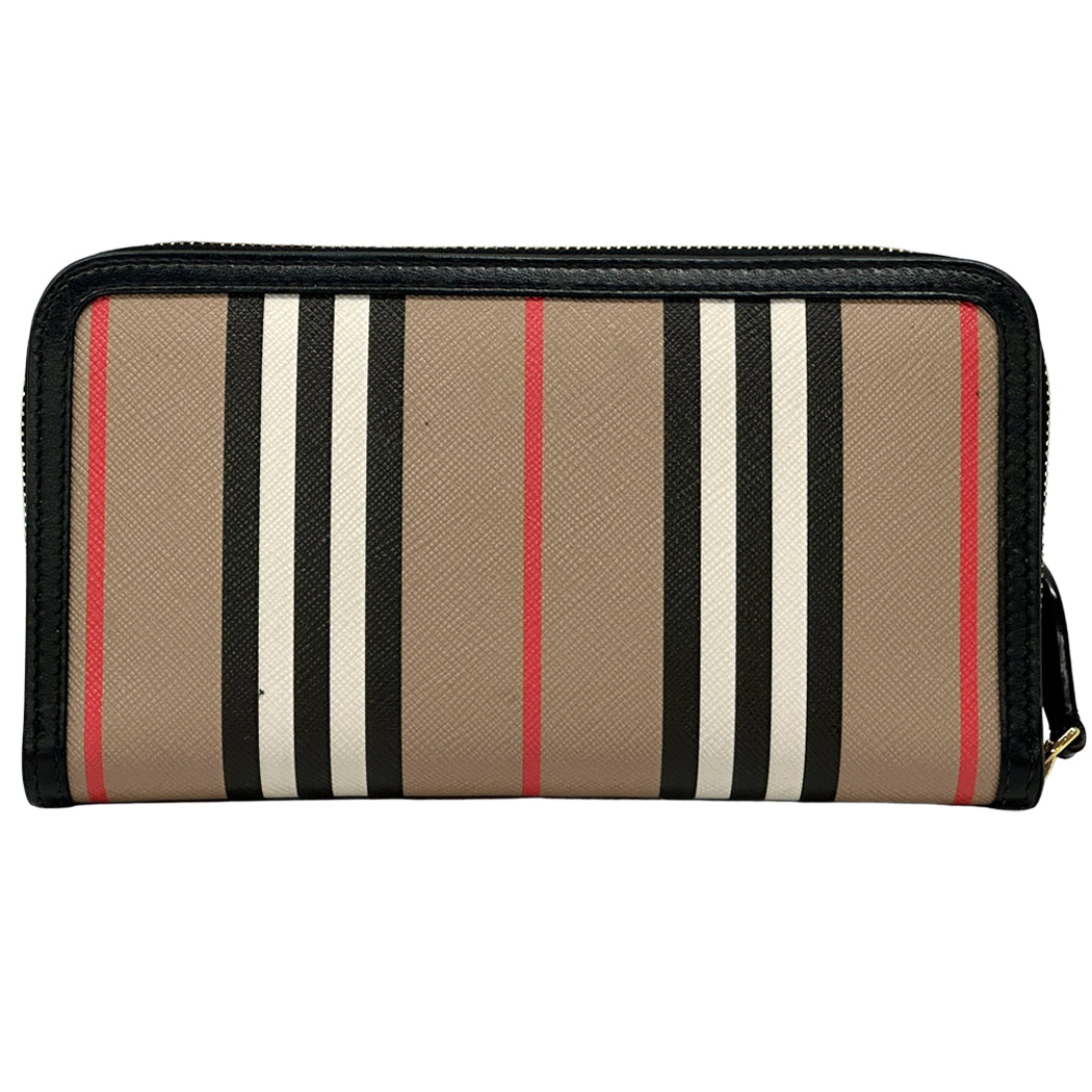 BURBERRY バーバリー 長財布 ブラウン PVC レディース メンズ チェック ラウンドファスナー 【中古】