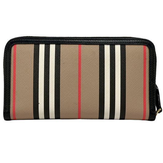BURBERRY バーバリー 長財布 ブラウン PVC レディース メンズ チェック ラウンドファスナー 【中古】