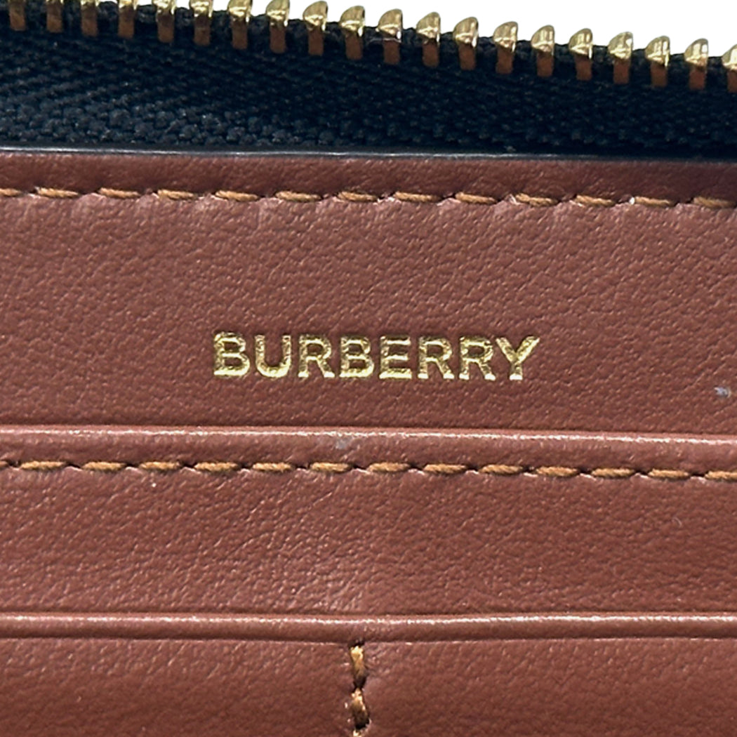 BURBERRY バーバリー 長財布 ブラウン PVC レディース メンズ チェック ラウンドファスナー 【中古】
