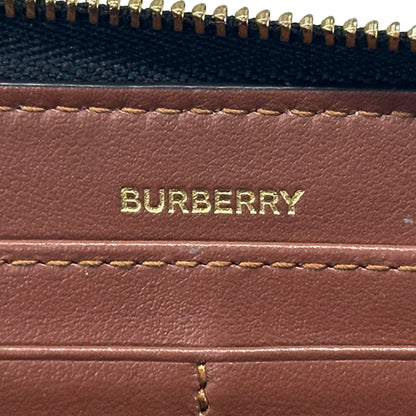 BURBERRY バーバリー 長財布 ブラウン PVC レディース メンズ チェック ラウンドファスナー 【中古】
