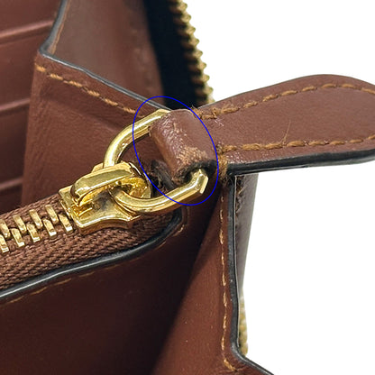 BURBERRY バーバリー 長財布 ブラウン PVC レディース メンズ チェック ラウンドファスナー 【中古】