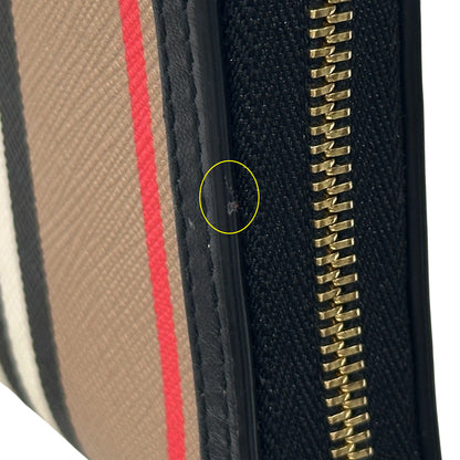 BURBERRY バーバリー 長財布 ブラウン PVC レディース メンズ チェック ラウンドファスナー 【中古】
