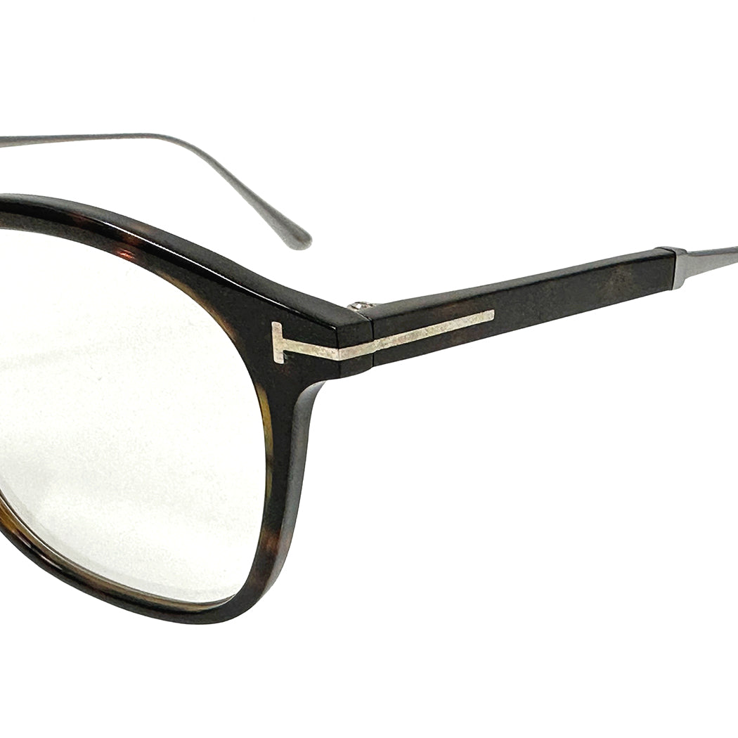 TOM FORD トムフォード メガネ ブラウン シルバー金具 TF5484 チタン メンズ 【中古】