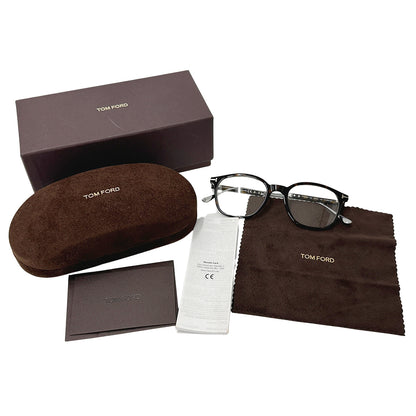 TOM FORD トムフォード メガネ ブラウン シルバー金具 TF5484 チタン メンズ 【中古】