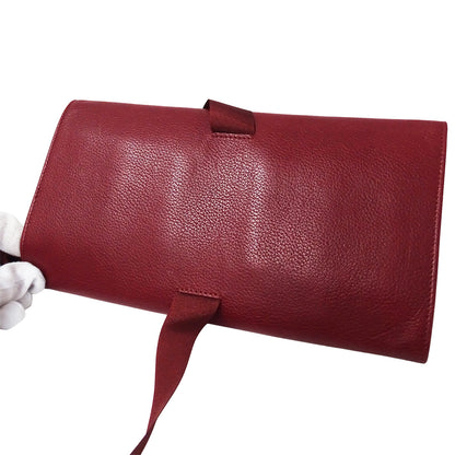 Cartier カルティエ アクセサリーポーチ ボルドー レザー レディース メンズ 【中古】