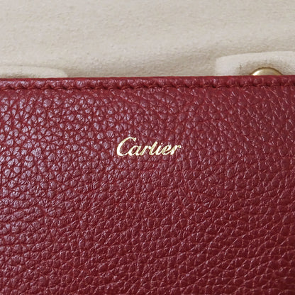 Cartier カルティエ アクセサリーポーチ ボルドー レザー レディース メンズ 【中古】