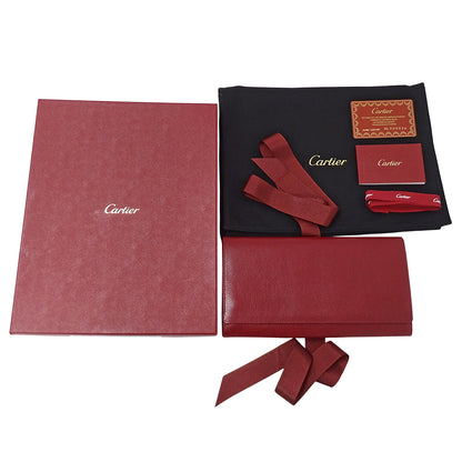 Cartier カルティエ アクセサリーポーチ ボルドー レザー レディース メンズ 【中古】
