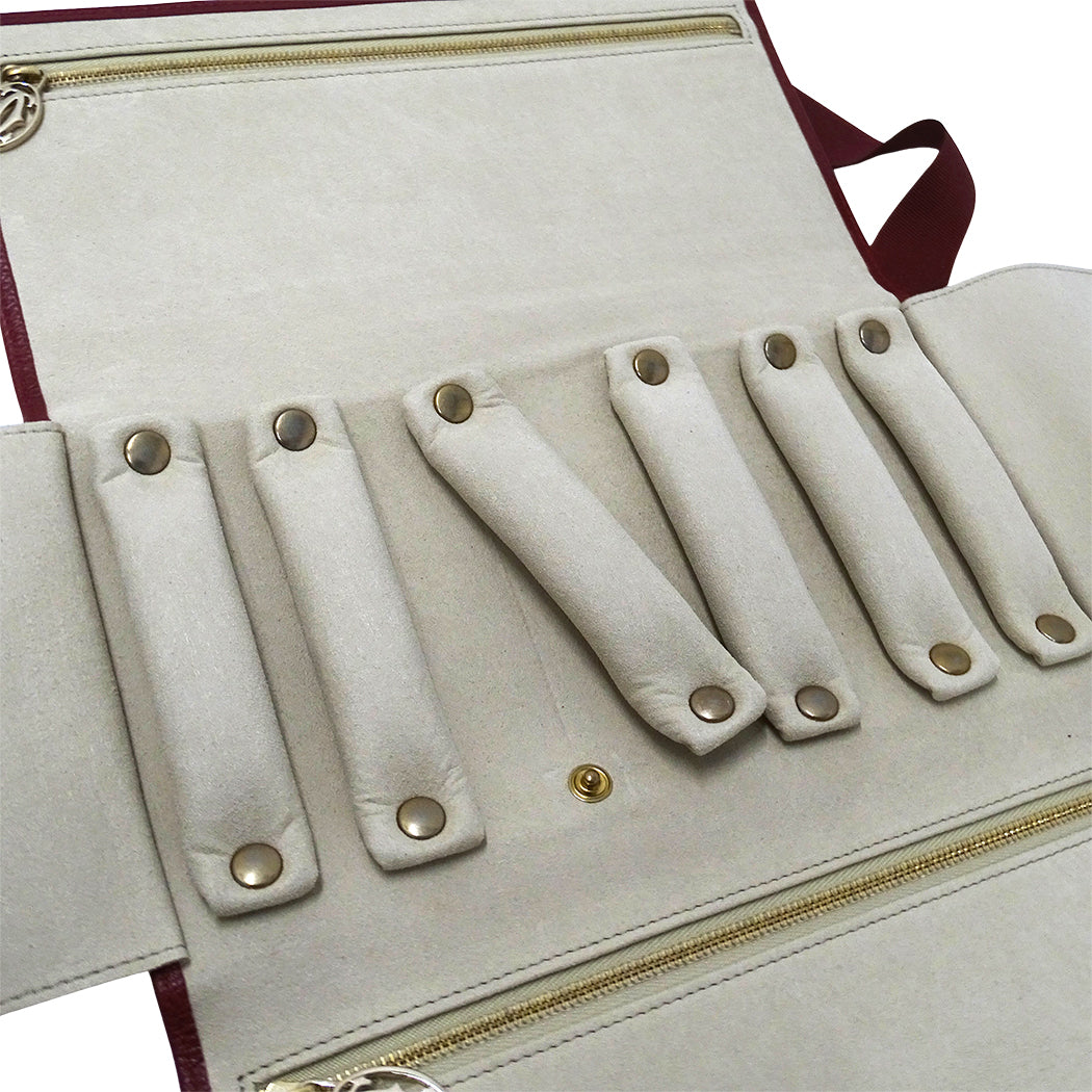 Cartier カルティエ アクセサリーポーチ ボルドー レザー レディース メンズ 【中古】