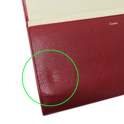 Cartier カルティエ アクセサリーポーチ ボルドー レザー レディース メンズ 【中古】