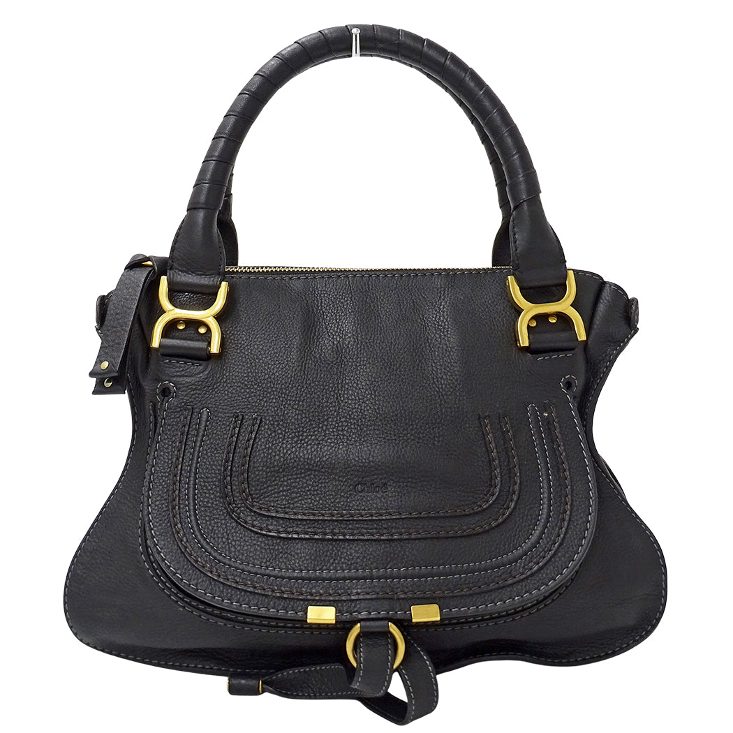 Chloe クロエ マーシー ハンドバッグ ブラック レザー レディース 【中古】