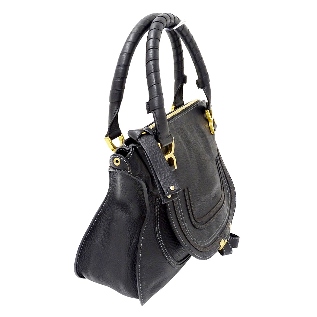Chloe クロエ マーシー ハンドバッグ ブラック レザー レディース 【中古】