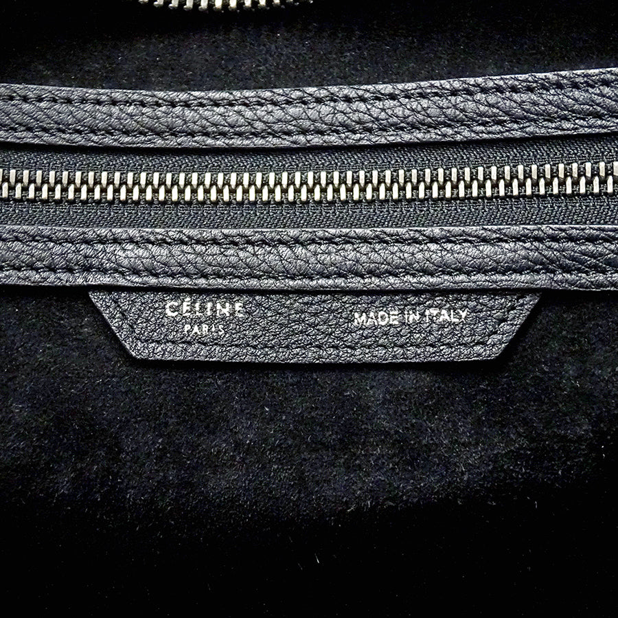 CELINE セリーヌ ラゲージ ミニショッパー ハンドバッグ ダークネイビー ブラック レザー レディース 【中古】