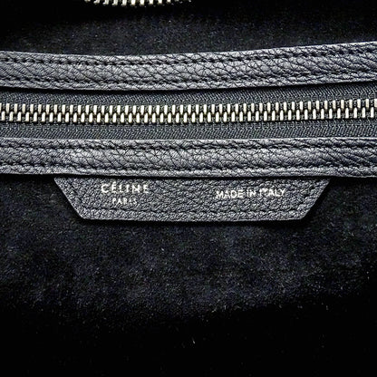 CELINE セリーヌ ラゲージ ミニショッパー ハンドバッグ ダークネイビー ブラック レザー レディース 【中古】
