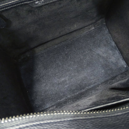 CELINE セリーヌ ラゲージ ミニショッパー ハンドバッグ ダークネイビー ブラック レザー レディース 【中古】