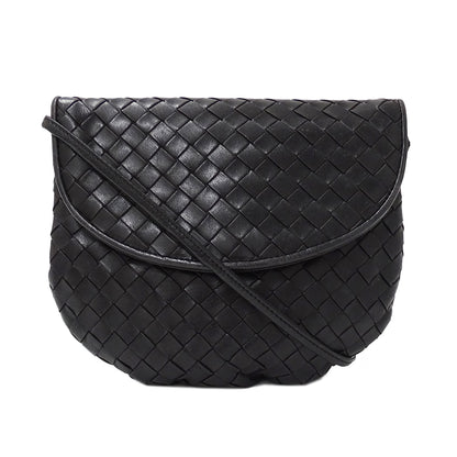 BOTTEGAVENETA ボッテガ・ヴェネタ ショルダーバッグ イントレチャート ブラック 黒 レザー レディース 【中古】