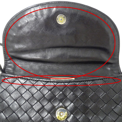 BOTTEGAVENETA ボッテガ・ヴェネタ ショルダーバッグ イントレチャート ブラック 黒 レザー レディース 【中古】