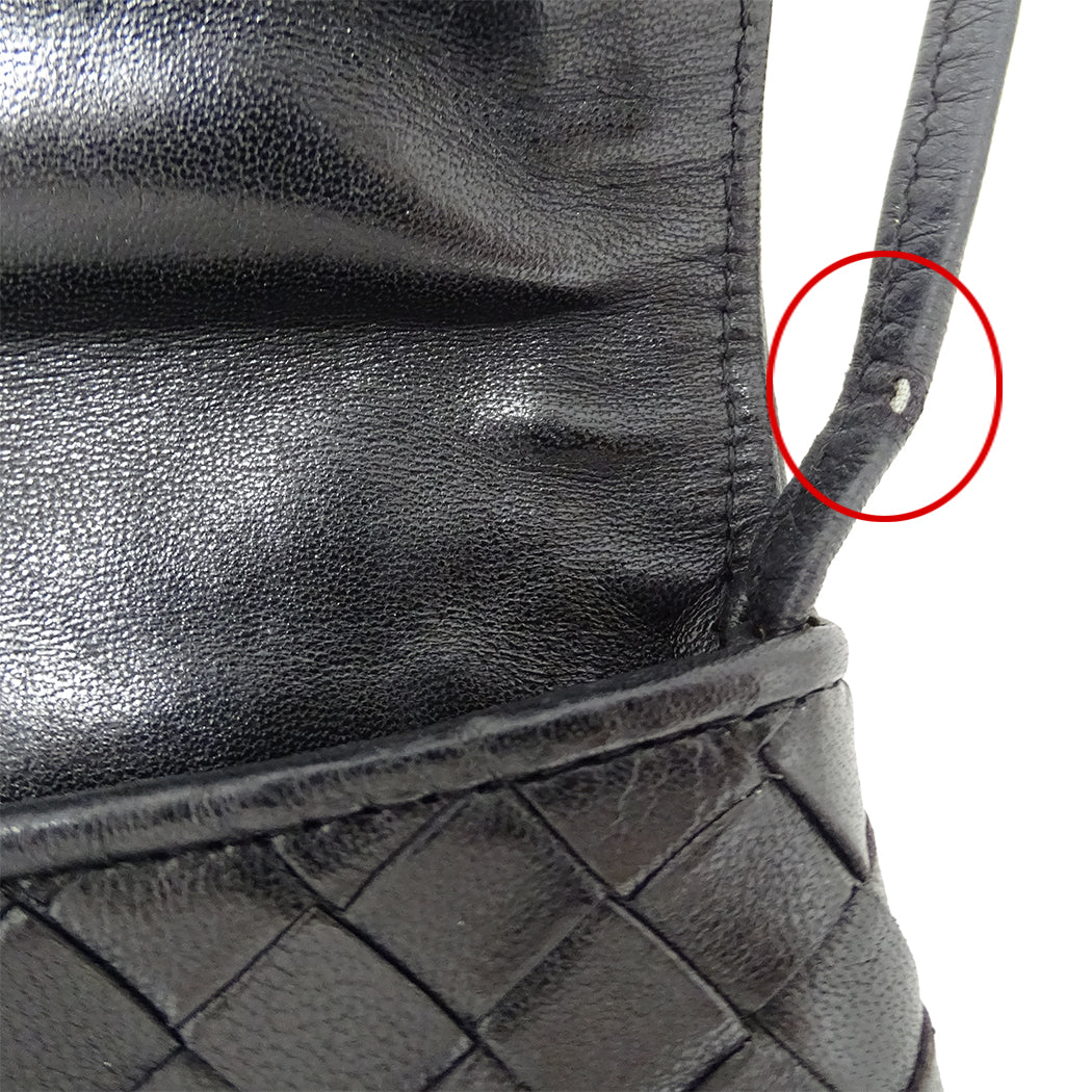 BOTTEGAVENETA ボッテガ・ヴェネタ ショルダーバッグ イントレチャート ブラック 黒 レザー レディース 【中古】