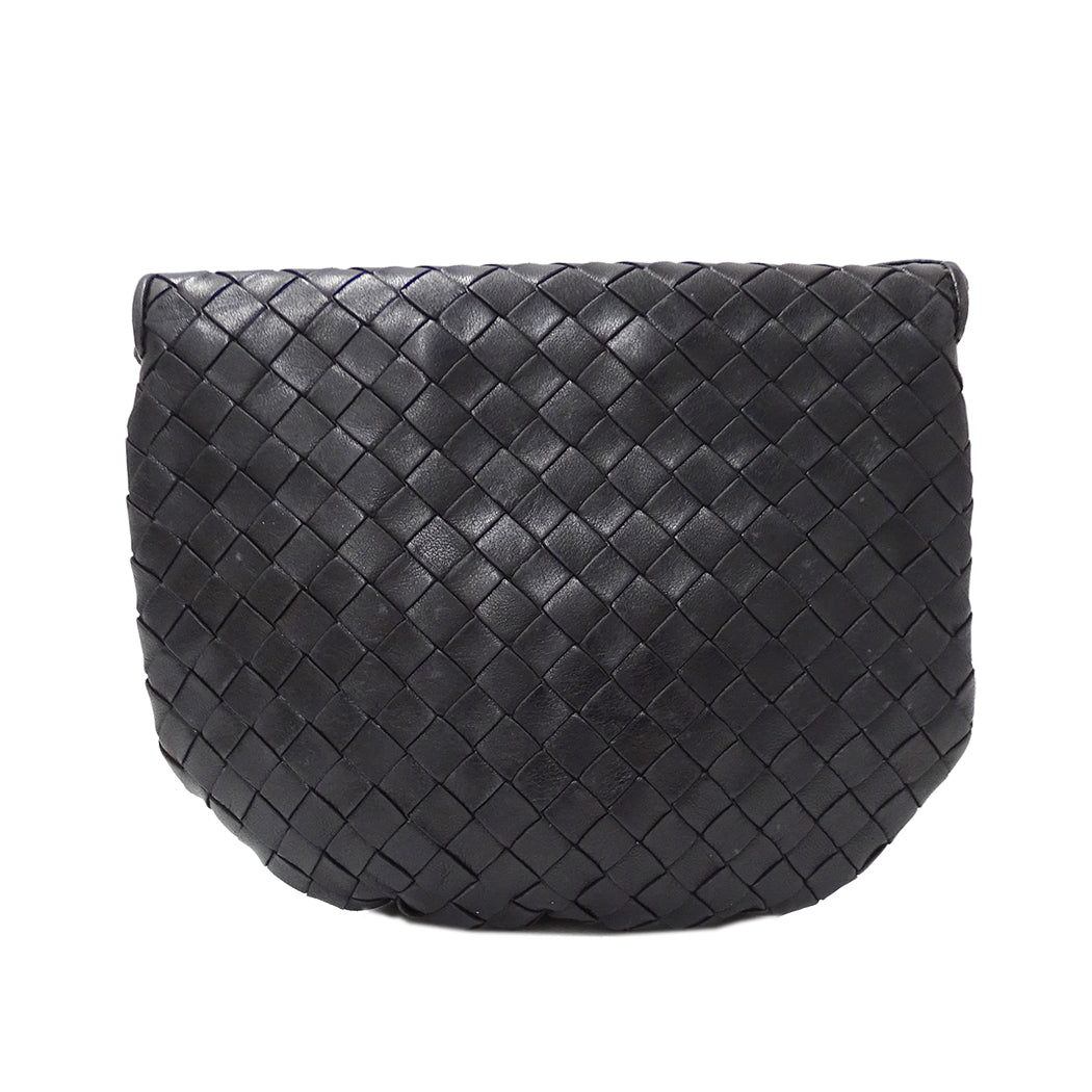 BOTTEGAVENETA ボッテガ・ヴェネタ ショルダーバッグ イントレチャート ブラック 黒 レザー レディース 【中古】