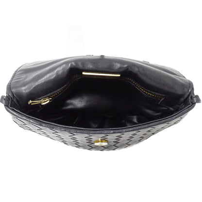 BOTTEGAVENETA ボッテガ・ヴェネタ ショルダーバッグ イントレチャート ブラック 黒 レザー レディース 【中古】