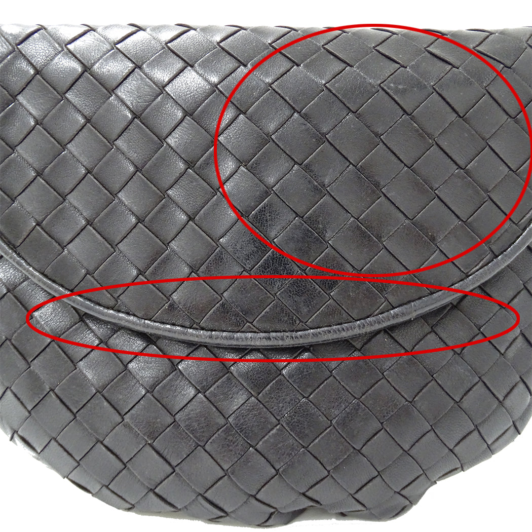 BOTTEGAVENETA ボッテガ・ヴェネタ ショルダーバッグ イントレチャート ブラック 黒 レザー レディース 【中古】