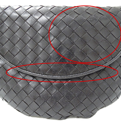BOTTEGAVENETA ボッテガ・ヴェネタ ショルダーバッグ イントレチャート ブラック 黒 レザー レディース 【中古】