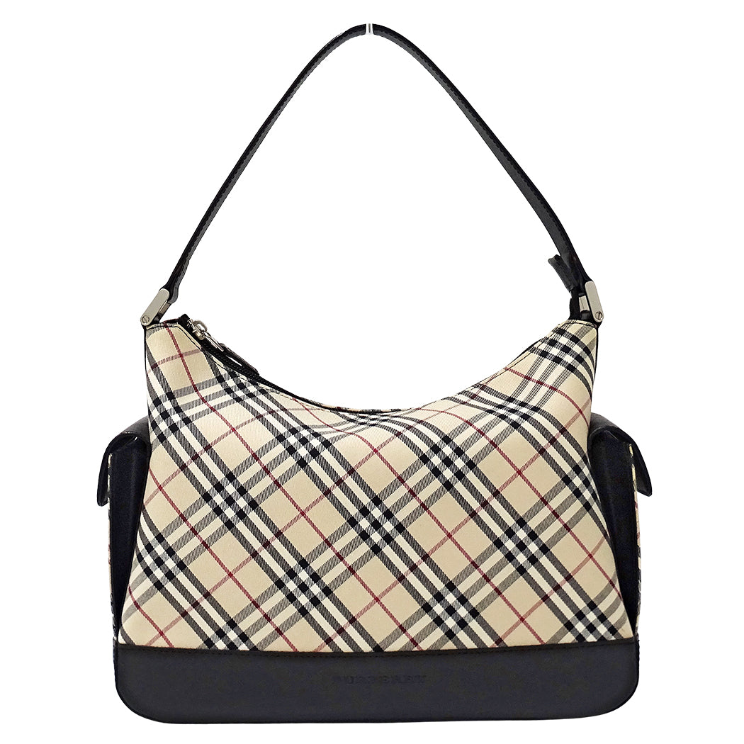 BURBERRY バーバリー ショルダーバッグ ベージュ ブラック キャンバス レディース 【中古】