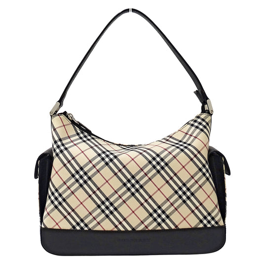 BURBERRY バーバリー ショルダーバッグ ベージュ ブラック キャンバス レディース 【中古】