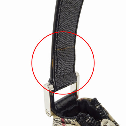 BURBERRY バーバリー ショルダーバッグ ベージュ ブラック キャンバス レディース 【中古】