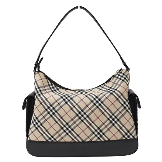 BURBERRY バーバリー ショルダーバッグ ベージュ ブラック キャンバス レディース 【中古】