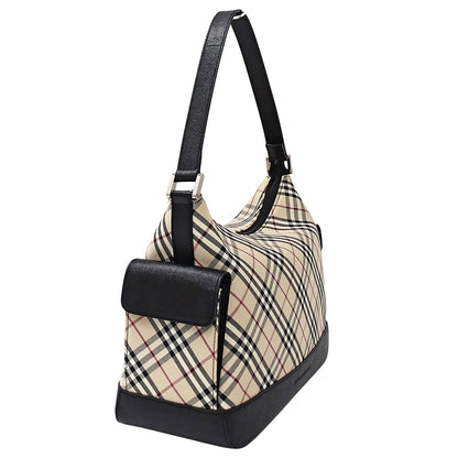 BURBERRY バーバリー ショルダーバッグ ベージュ ブラック キャンバス レディース 【中古】