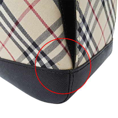 BURBERRY バーバリー ショルダーバッグ ベージュ ブラック キャンバス レディース 【中古】