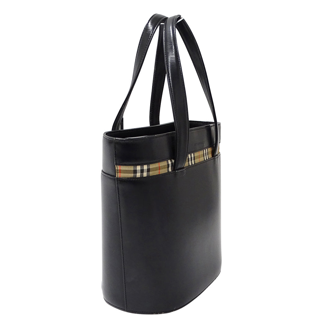 BURBERRY バーバリー ハンドバッグ ブラック レザー レディース 【中古】